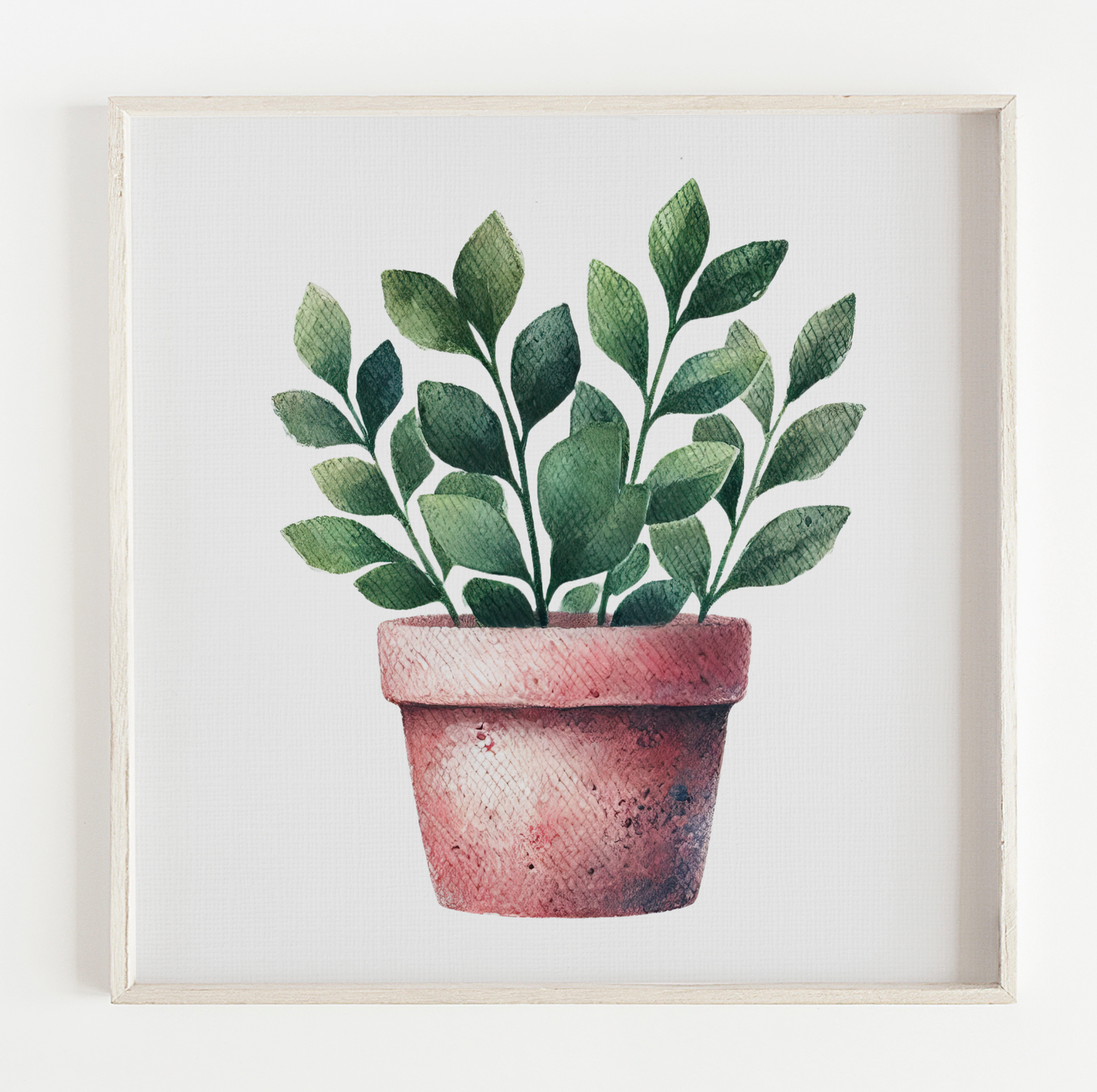 Simple botanical potted plant illustration print (12x12in)
