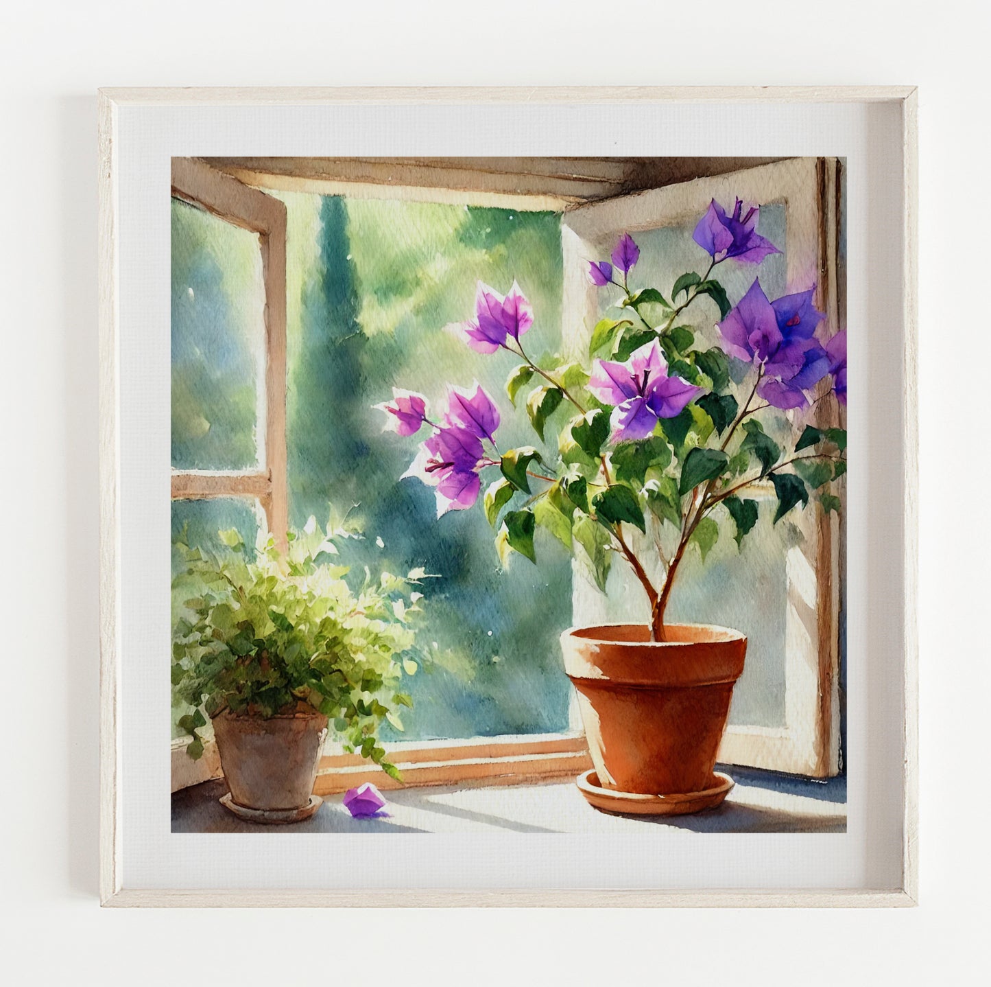 Plant by window illustration print (12x12in)