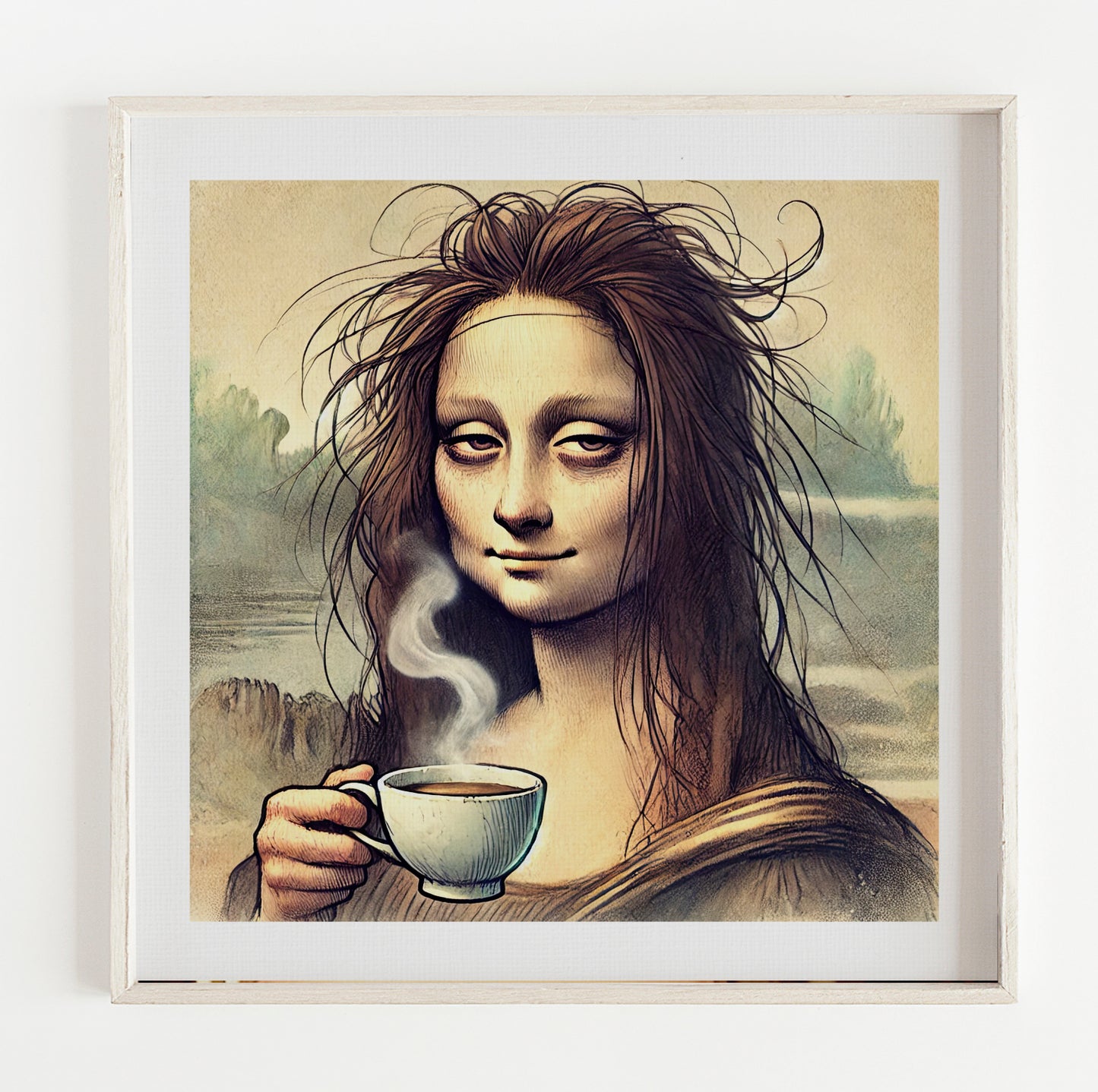 Mona Lisa Coffee Morning Mood Print (12x12in)