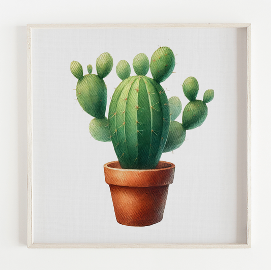 Stylized cactus botanical illustration print (12x12in)